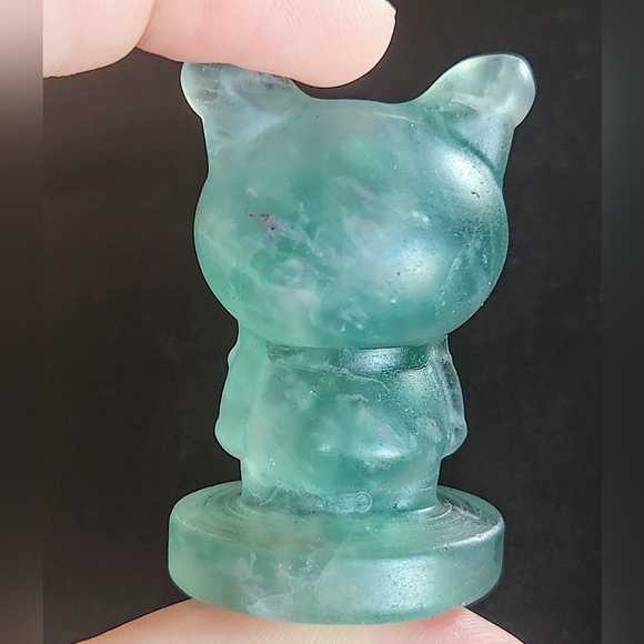 Green Fluorite Kuromi Crystal Carving. Hello Kitty Sanrio Kuku Crystals - Picture 2 of 6